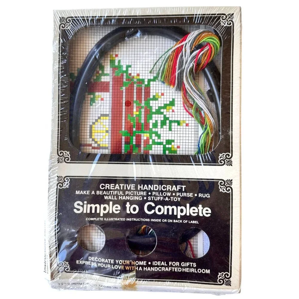 American Family Crafts Counted Cross Stitch Kit 5706 Wishing Well 5 x 7  Frame